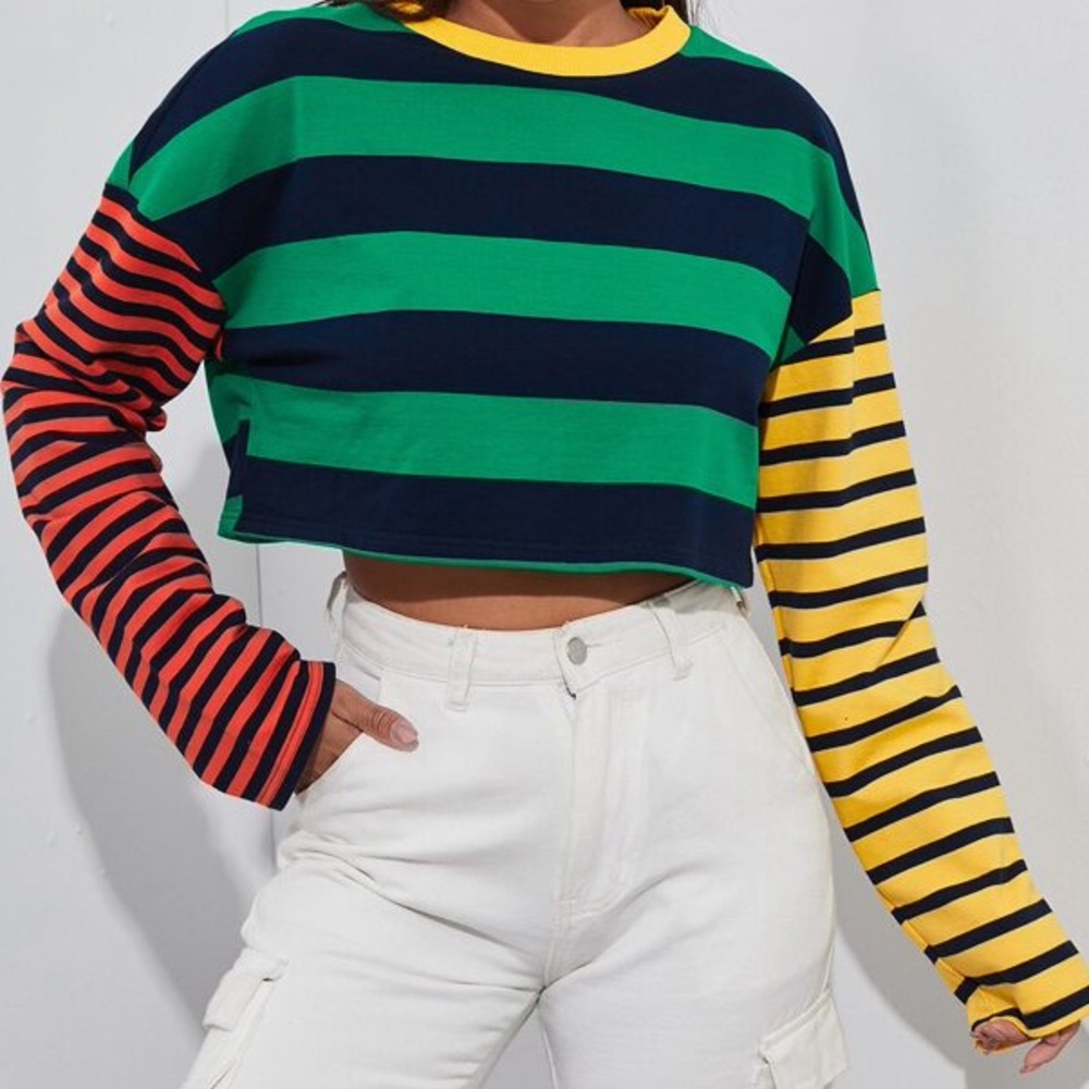 Striped crop long sleeve
